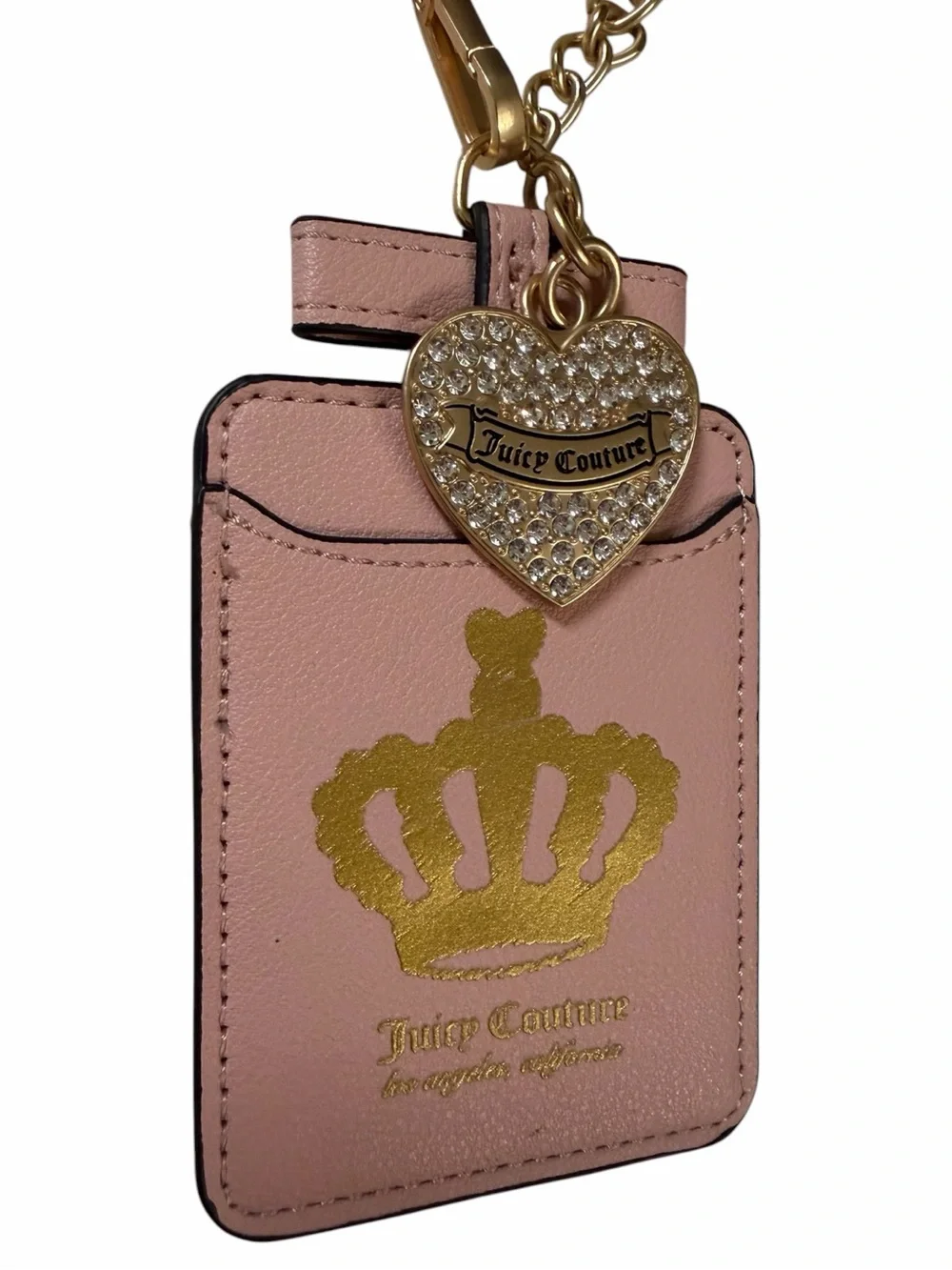 👑 NWT Juicy Couture Blush Pink Card Holder Keychain/ Purse Charm with Gold Crown